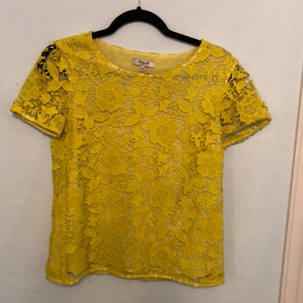 Madewell Yellow Lace Top